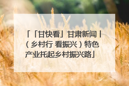「甘快看」甘肃新闻丨（乡村行 看振兴）特色产业托起乡村振兴路