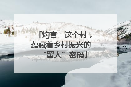 灼言｜这个村，蕴藏着乡村振兴的“留人”密码