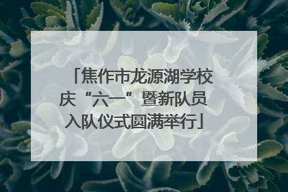 焦作市龙源湖学校庆“六一”暨新队员入队仪式圆满举行