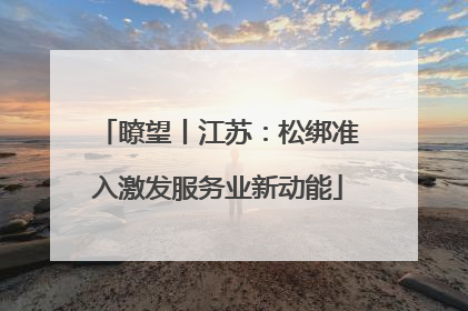 瞭望丨江苏：松绑准入激发服务业新动能