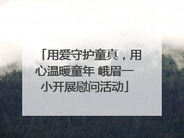 用爱守护童真，用心温暖童年 峨眉一小开展慰问活动
