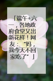 端午+六一，各地政府食堂又出新花样！网友：“妈，我今天不回家吃了”