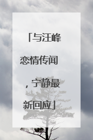 与汪峰恋情传闻，宁静最新回应