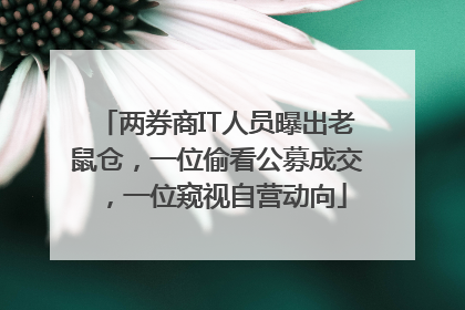 两券商IT人员曝出老鼠仓，一位偷看公募成交，一位窥视自营动向