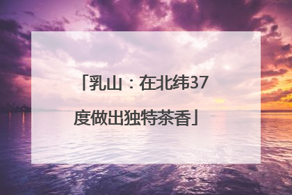 乳山：在北纬37度做出独特茶香