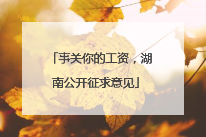 事关你的工资，湖南公开征求意见
