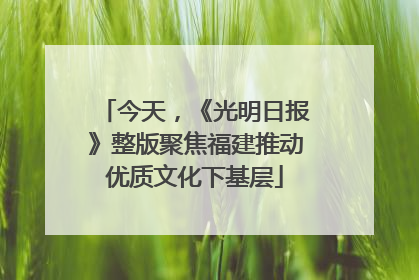 今天，《光明日报》整版聚焦福建推动优质文化下基层