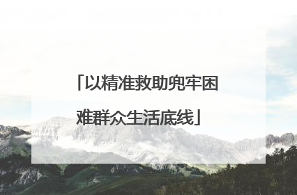 以精准救助兜牢困难群众生活底线