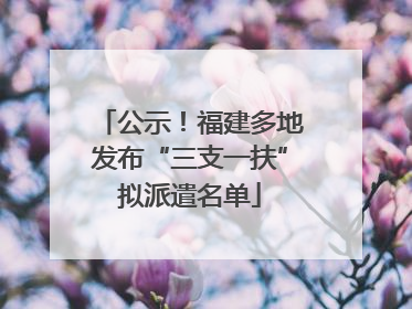 公示！福建多地发布“三支一扶”拟派遣名单