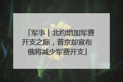 军事｜北约增加军费开支之际，普京却宣布俄将减少军费开支