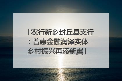 农行新乡封丘县支行：普惠金融润泽实体 乡村振兴再添新翼