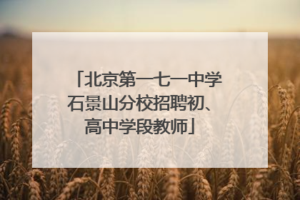 北京第一七一中学石景山分校招聘初、高中学段教师