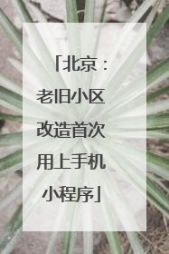 北京：老旧小区改造首次用上手机小程序