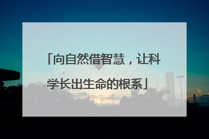 向自然借智慧，让科学长出生命的根系