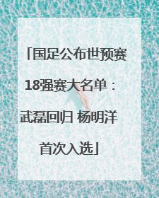 国足公布世预赛18强赛大名单：武磊回归 杨明洋首次入选