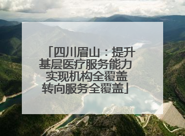 四川眉山：提升基层医疗服务能力 实现机构全覆盖转向服务全覆盖