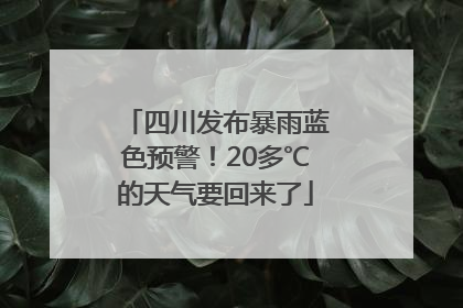 四川发布暴雨蓝色预警！20多℃的天气要回来了