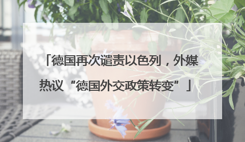 德国再次谴责以色列，外媒热议“德国外交政策转变”
