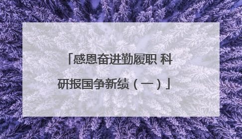 感恩奋进勤履职 科研报国争新绩（一）