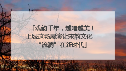 戏韵千年，越唱越美！上城这场展演让宋韵文化“流淌”在新时代