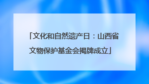 文化和自然遗产日：山西省文物保护基金会揭牌成立