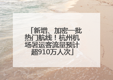 新增、加密一批热门航线！杭州机场暑运客流量预计超910万人次