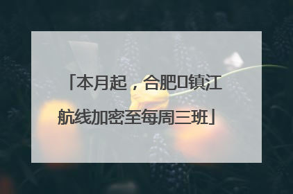 本月起，合肥⇋镇江航线加密至每周三班