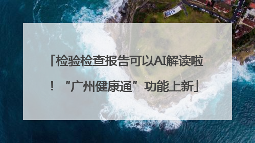 检验检查报告可以AI解读啦！“广州健康通”功能上新