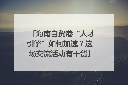 海南自贸港“人才引擎”如何加速？这场交流活动有干货