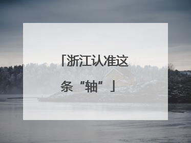 浙江认准这条“轴”