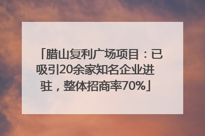 腊山复利广场项目：已吸引20余家知名企业进驻，整体招商率70%
