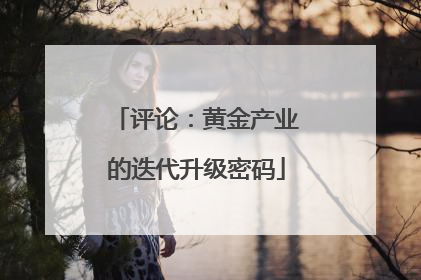 评论：黄金产业的迭代升级密码