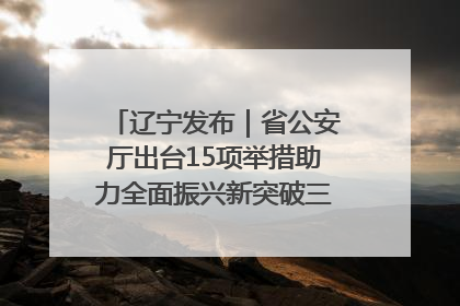 辽宁发布｜省公安厅出台15项举措助力全面振兴新突破三年行动决胜之战