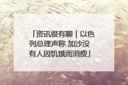 资讯很有聊｜以色列总理声称 加沙没有人因饥饿而消瘦