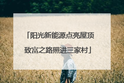 阳光新能源点亮屋顶 致富之路照进三家村