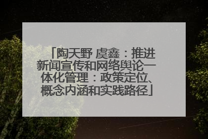 陶天野 虞鑫：推进新闻宣传和网络舆论一体化管理：政策定位、概念内涵和实践路径