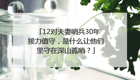 12对夫妻哨兵30年接力值守，是什么让他们坚守在深山孤哨？