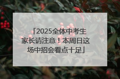 2025全体中考生家长请注意！本周日这场中招会看点十足