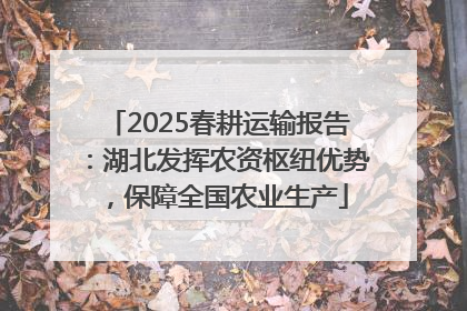 2025春耕运输报告：湖北发挥农资枢纽优势，保障全国农业生产